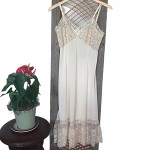 Vintage Slip Dress with Lace Nude Natural Cream